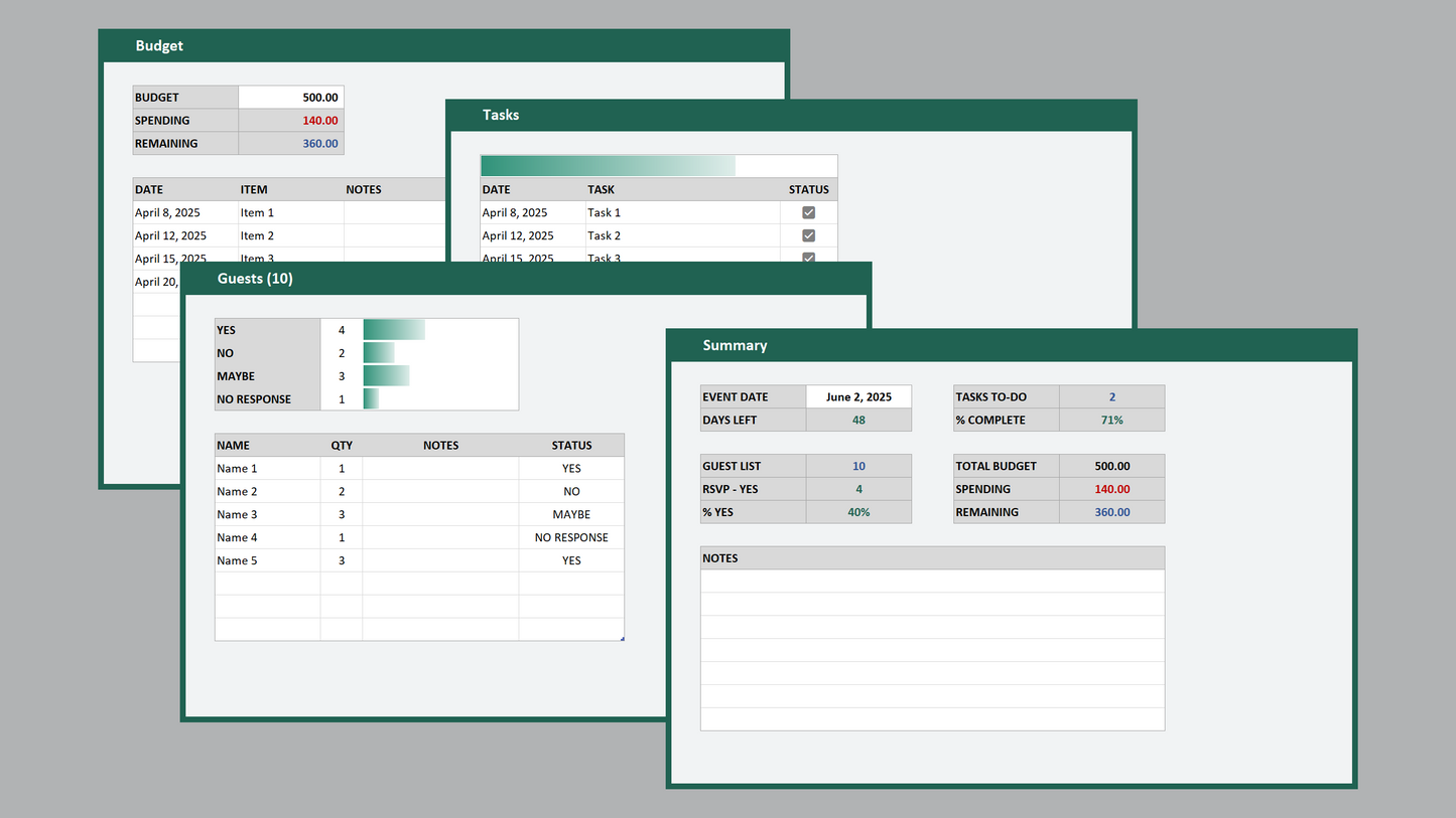 Excel Event Planner