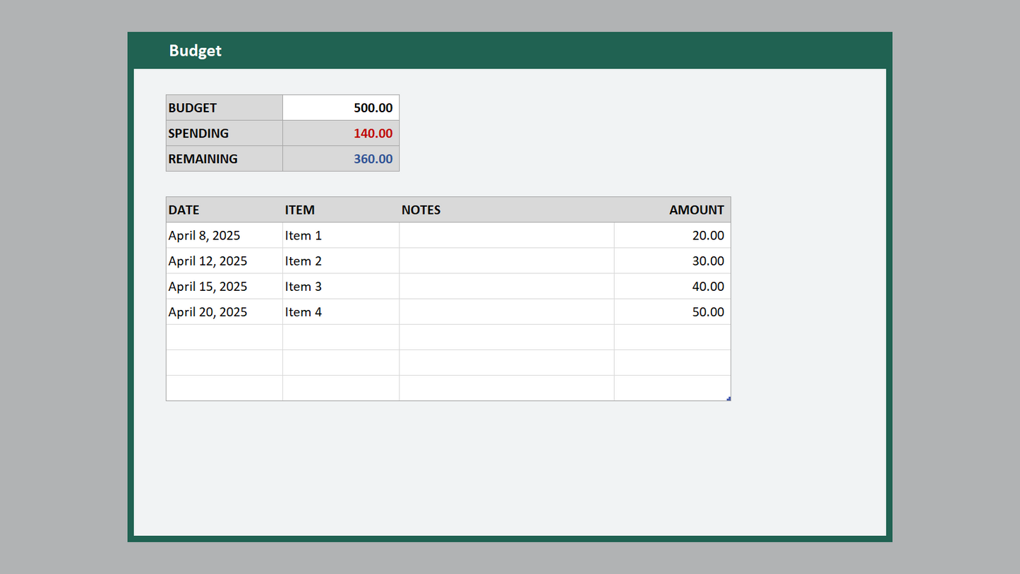Excel Event Planner