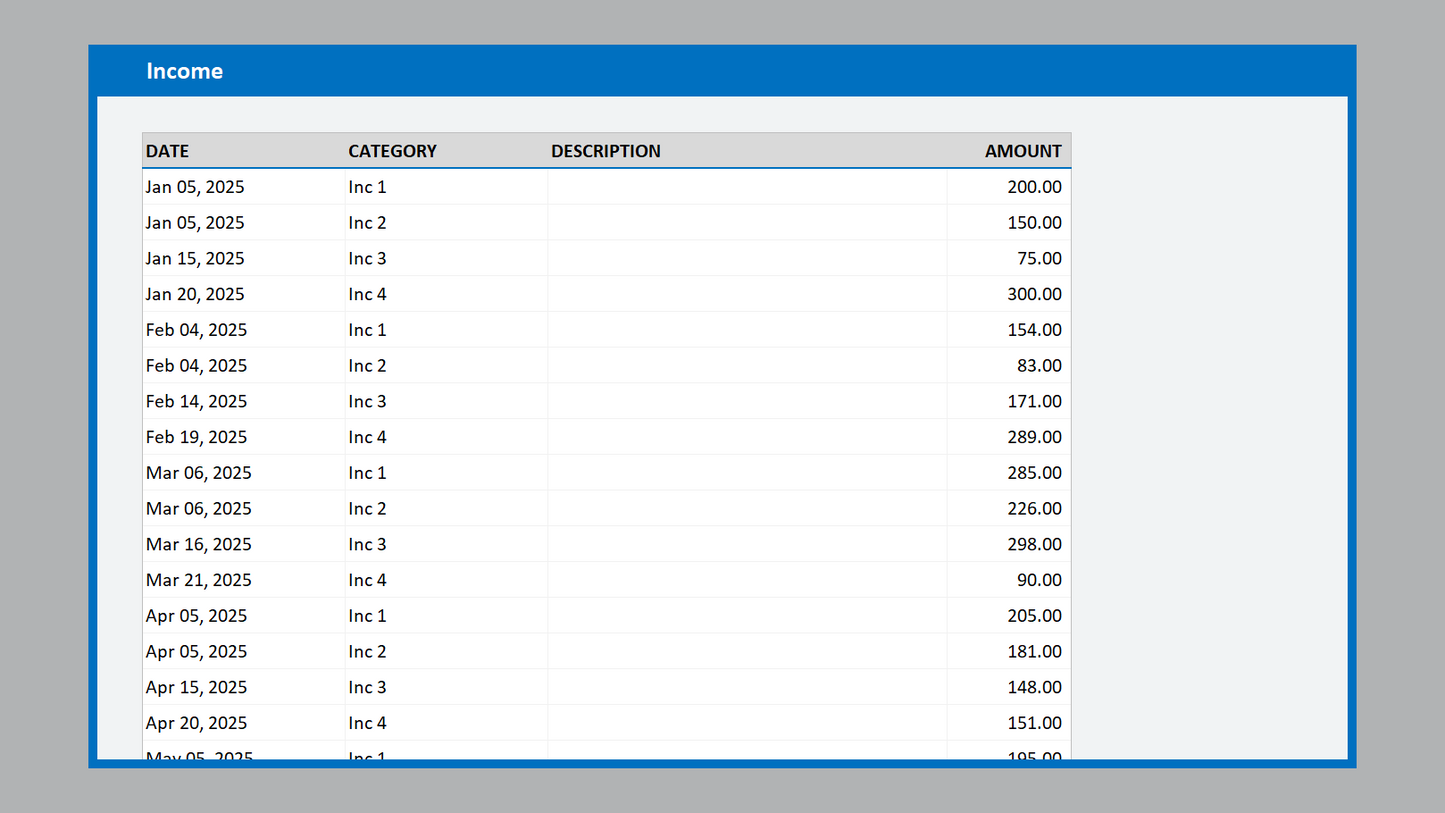 Excel Income Expense Tracker
