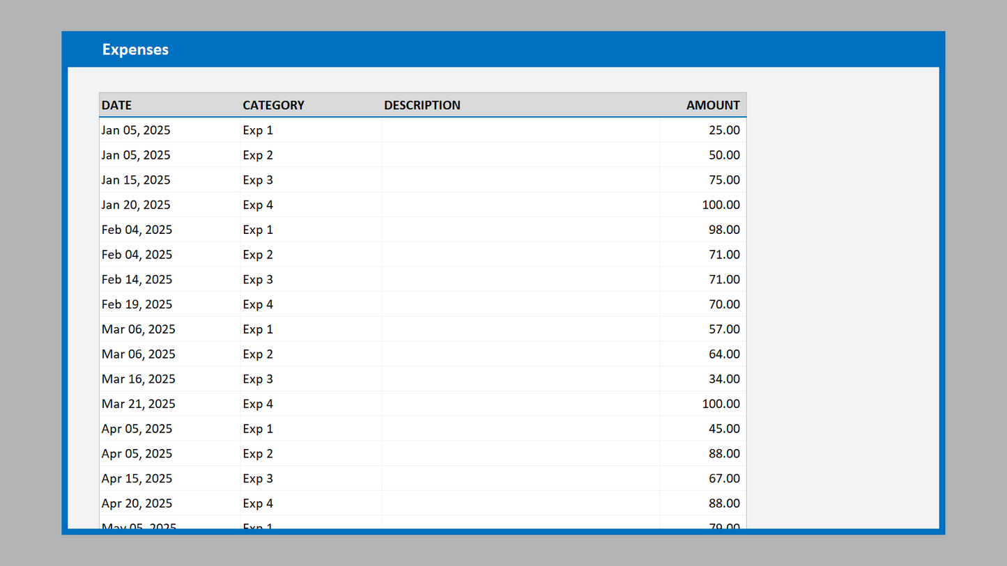 Excel Income Expense Tracker