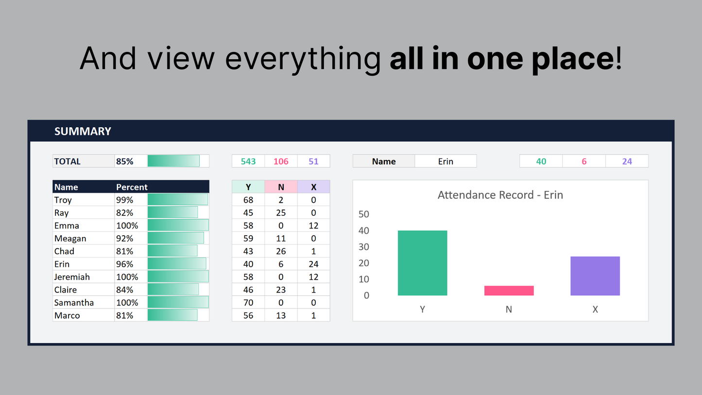 Excel Attendance Tracker