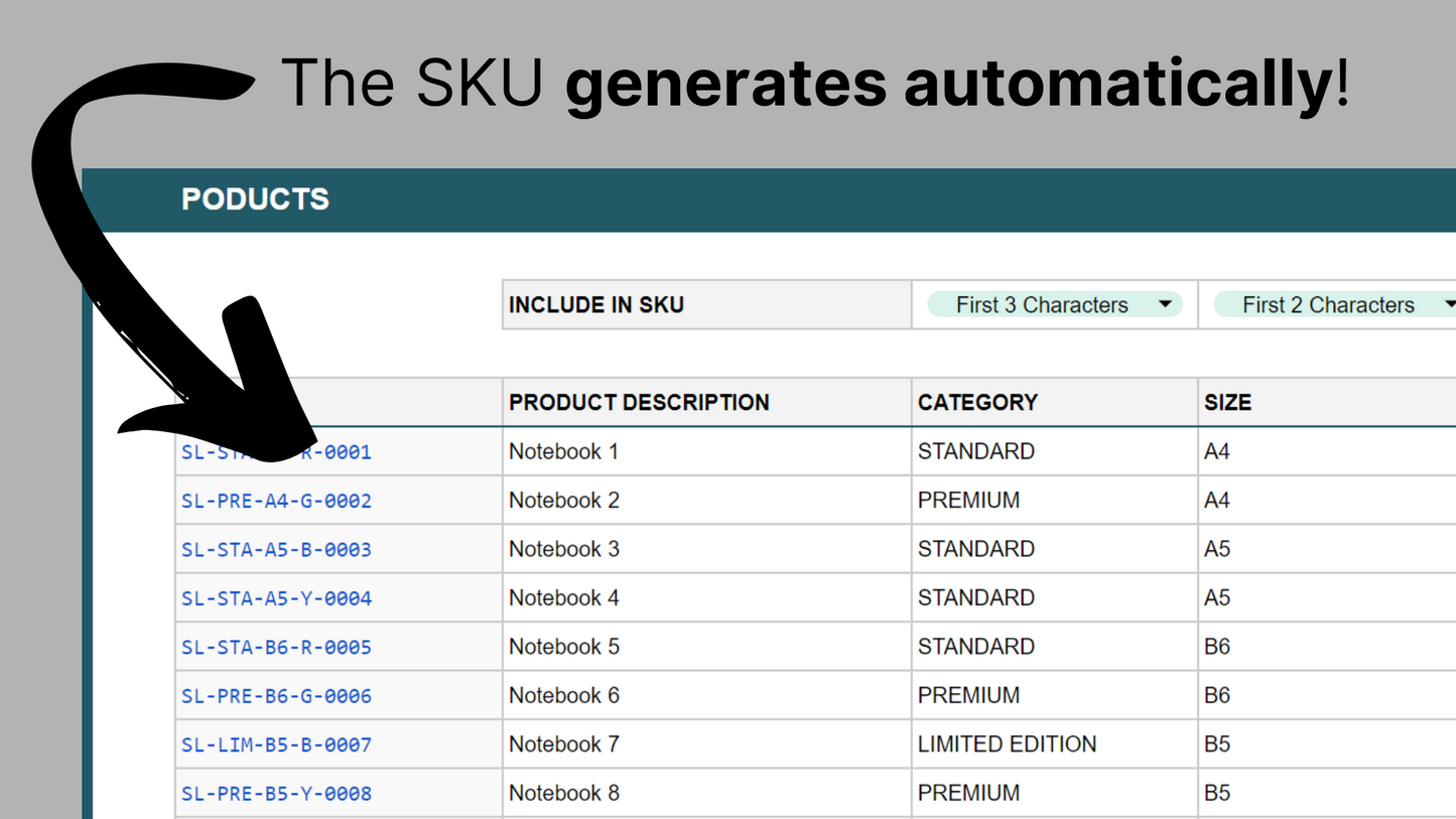 Google Sheets SKU Generator