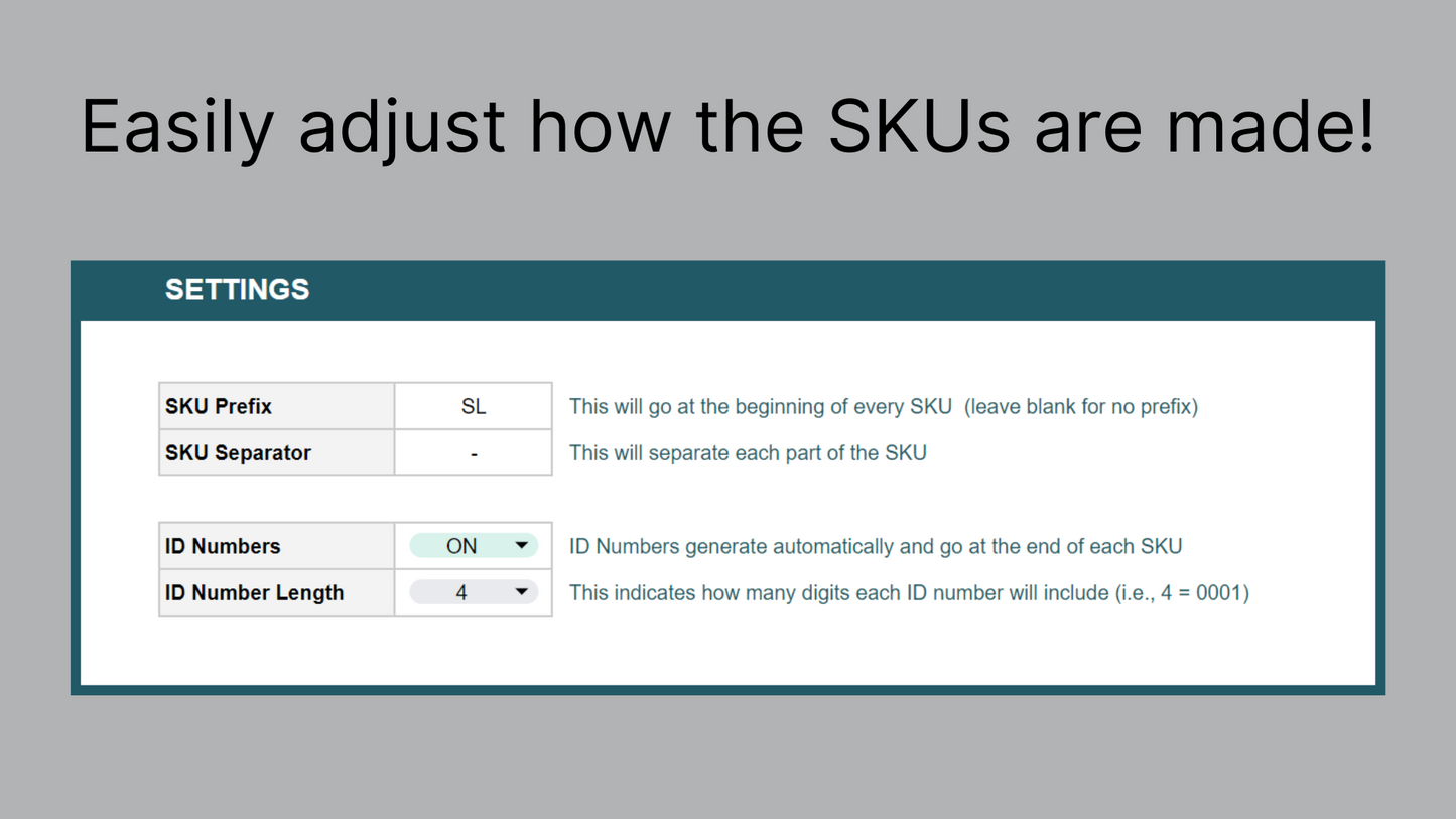 Google Sheets SKU Generator
