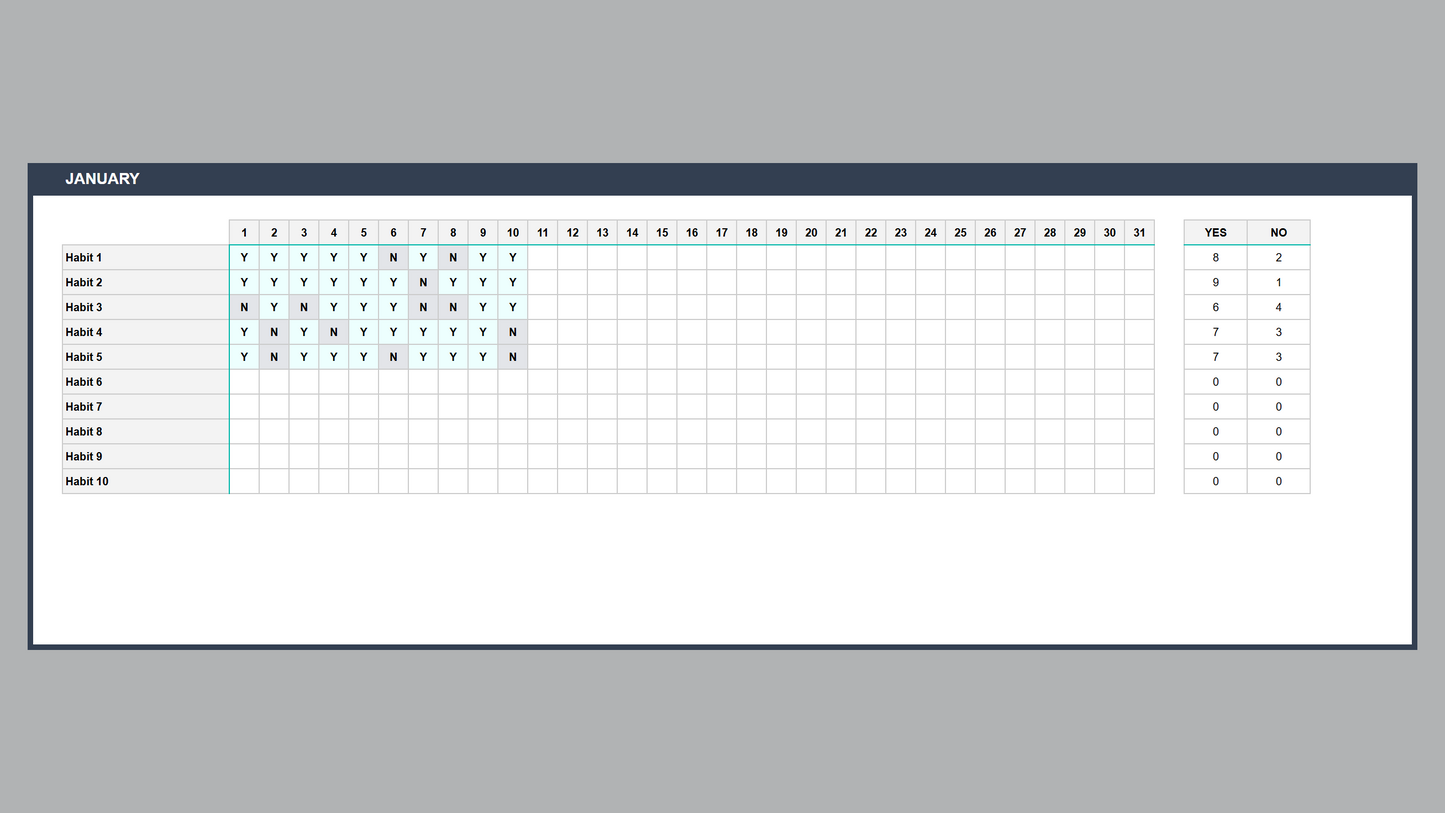 Google Sheets Habit Tracker 3