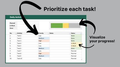 Excel Daily Activity Tracker
