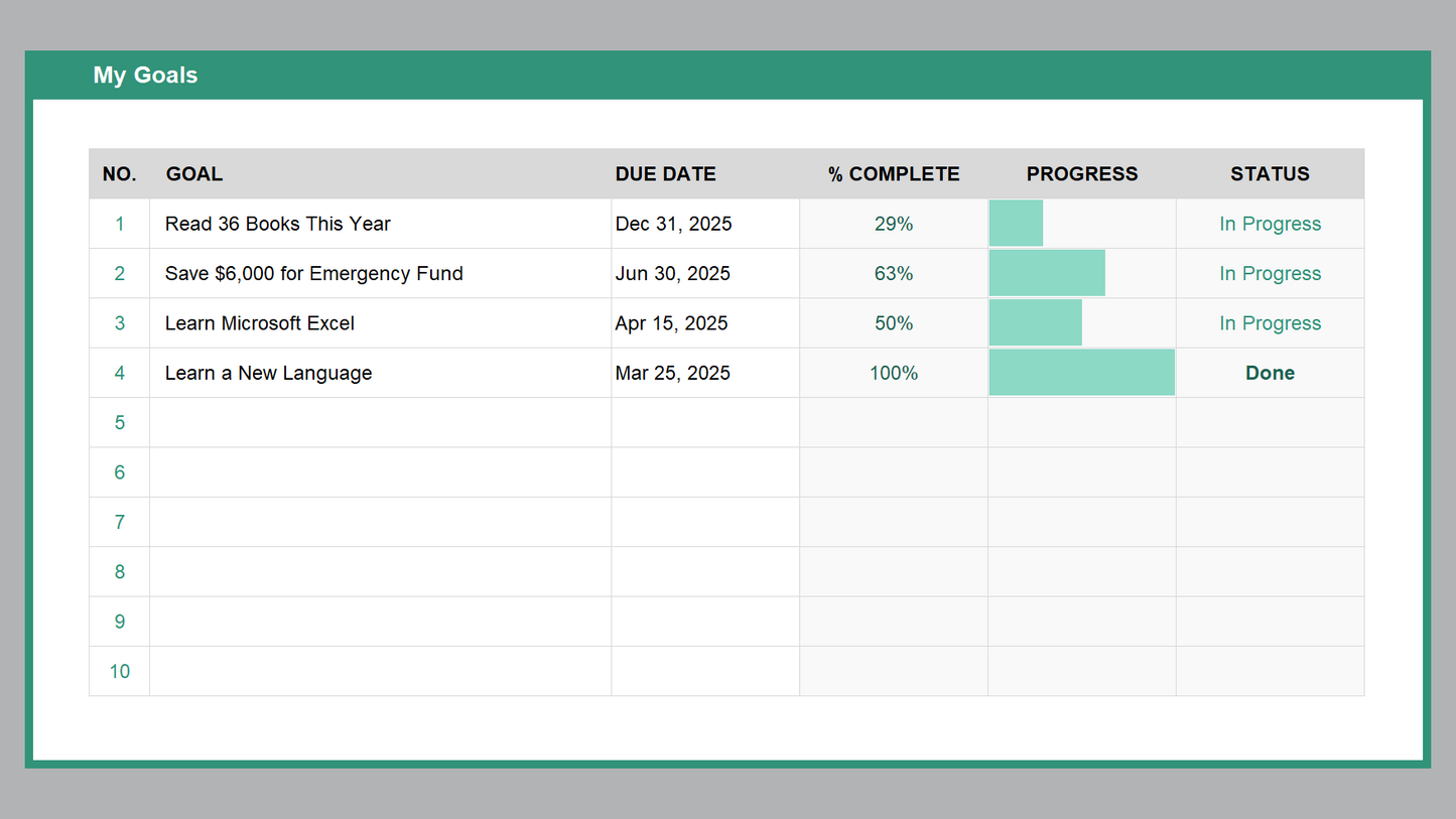 Excel Action Plan