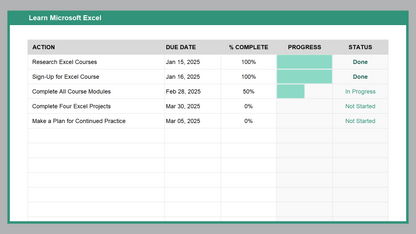 Excel Action Plan