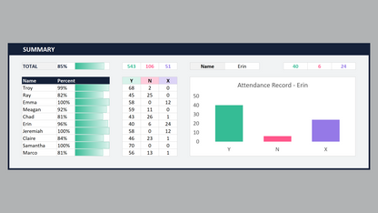 Excel Attendance Tracker