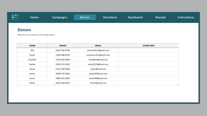 Excel Donation Tracker