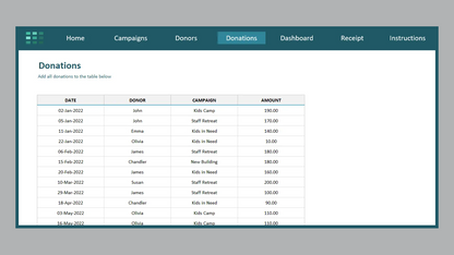 Excel Donation Tracker