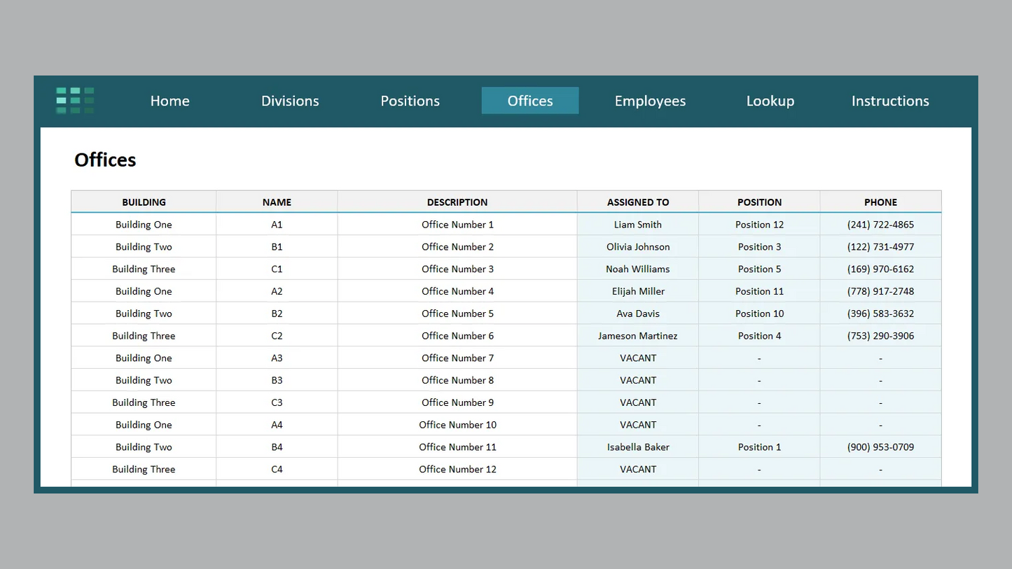 Excel Employee Directory