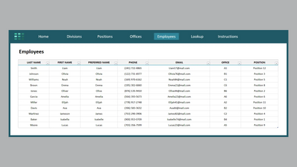 Excel Employee Directory