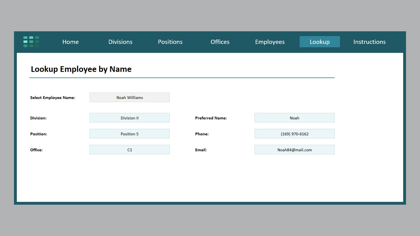 Excel Employee Directory