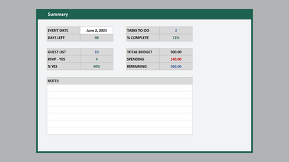 Excel Event Planner