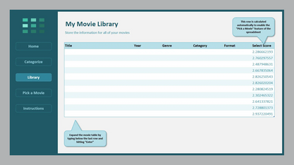 Excel Movie Library