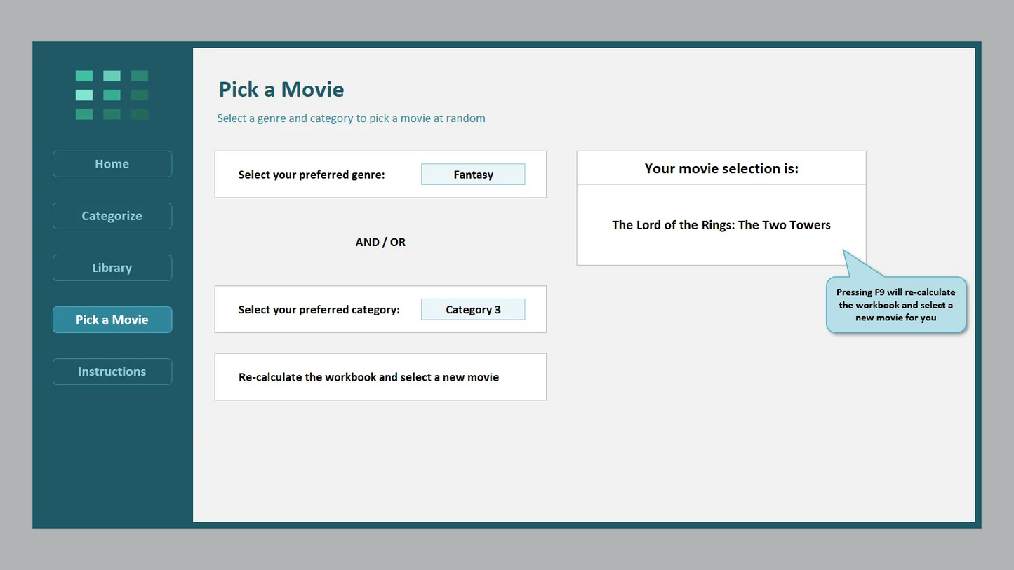 Excel Movie Library