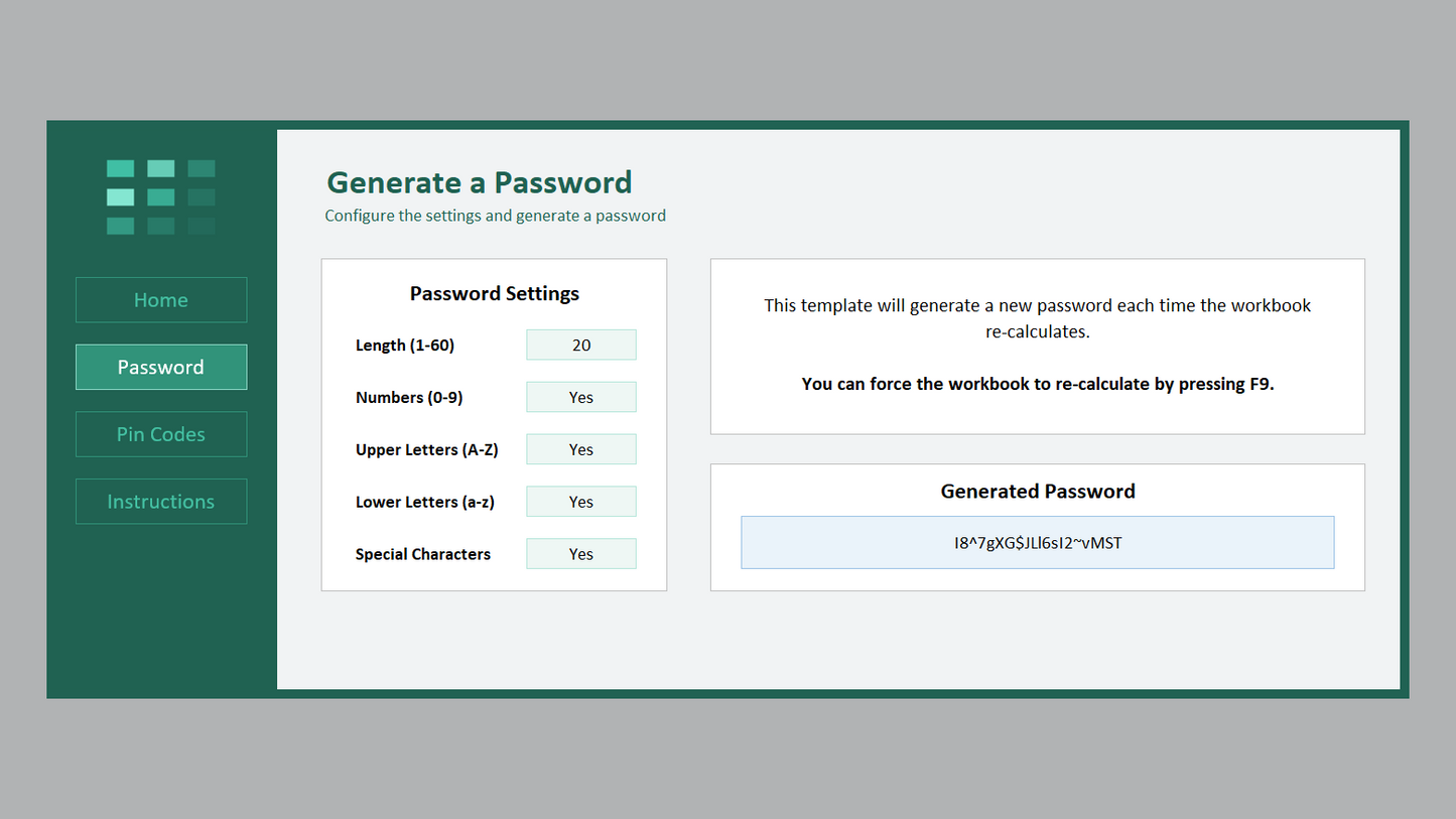 Excel Password Generator