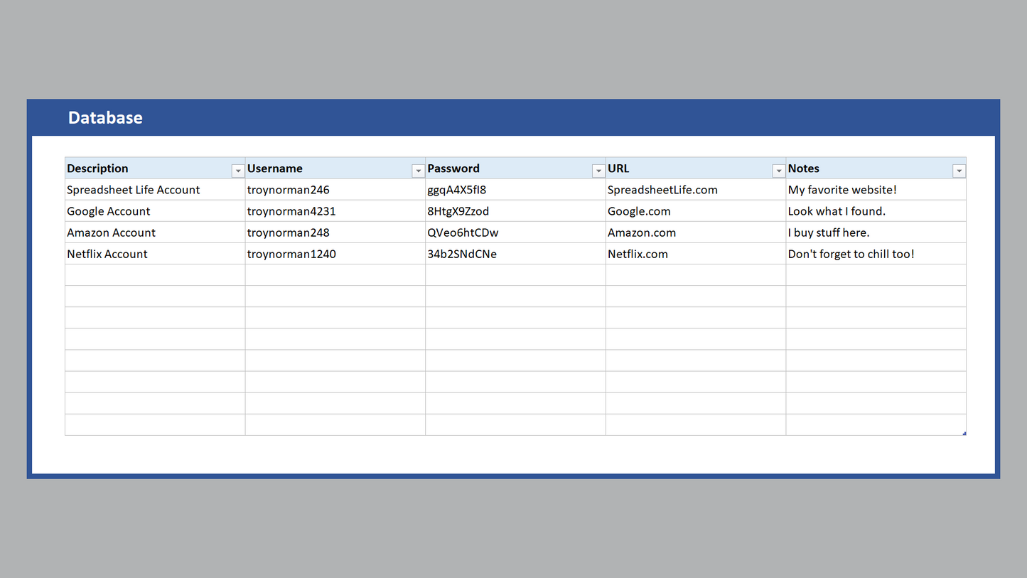 Excel Password Keeper