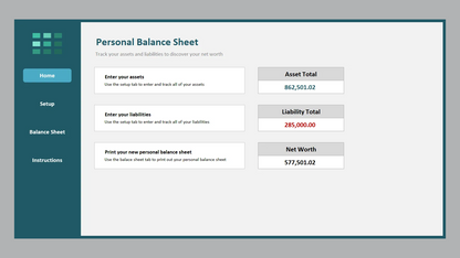 Excel Personal Balance Sheet