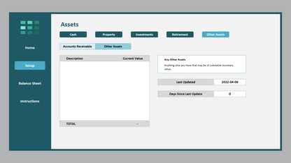 Excel Personal Balance Sheet