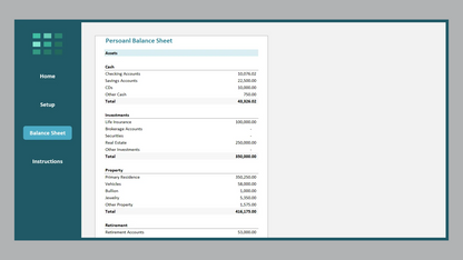 Excel Personal Balance Sheet