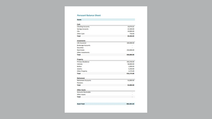 Excel Personal Balance Sheet