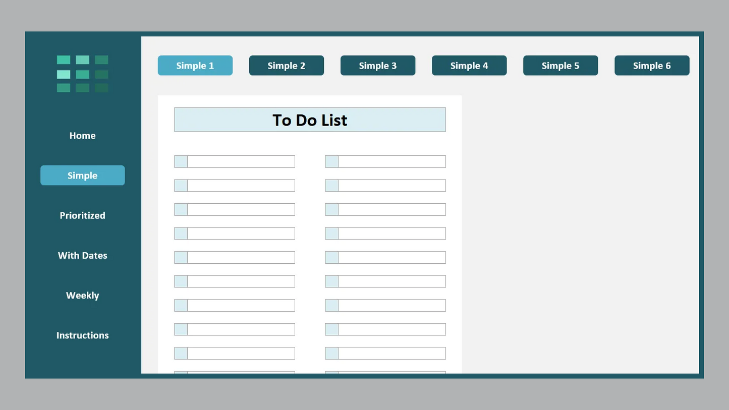 Excel Printable To-Do List