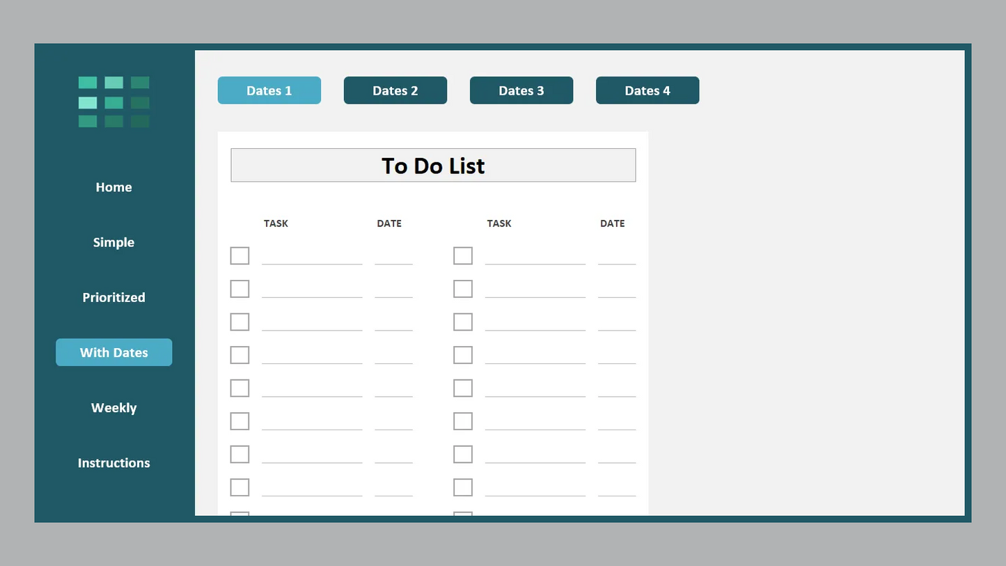 Excel Printable To-Do List