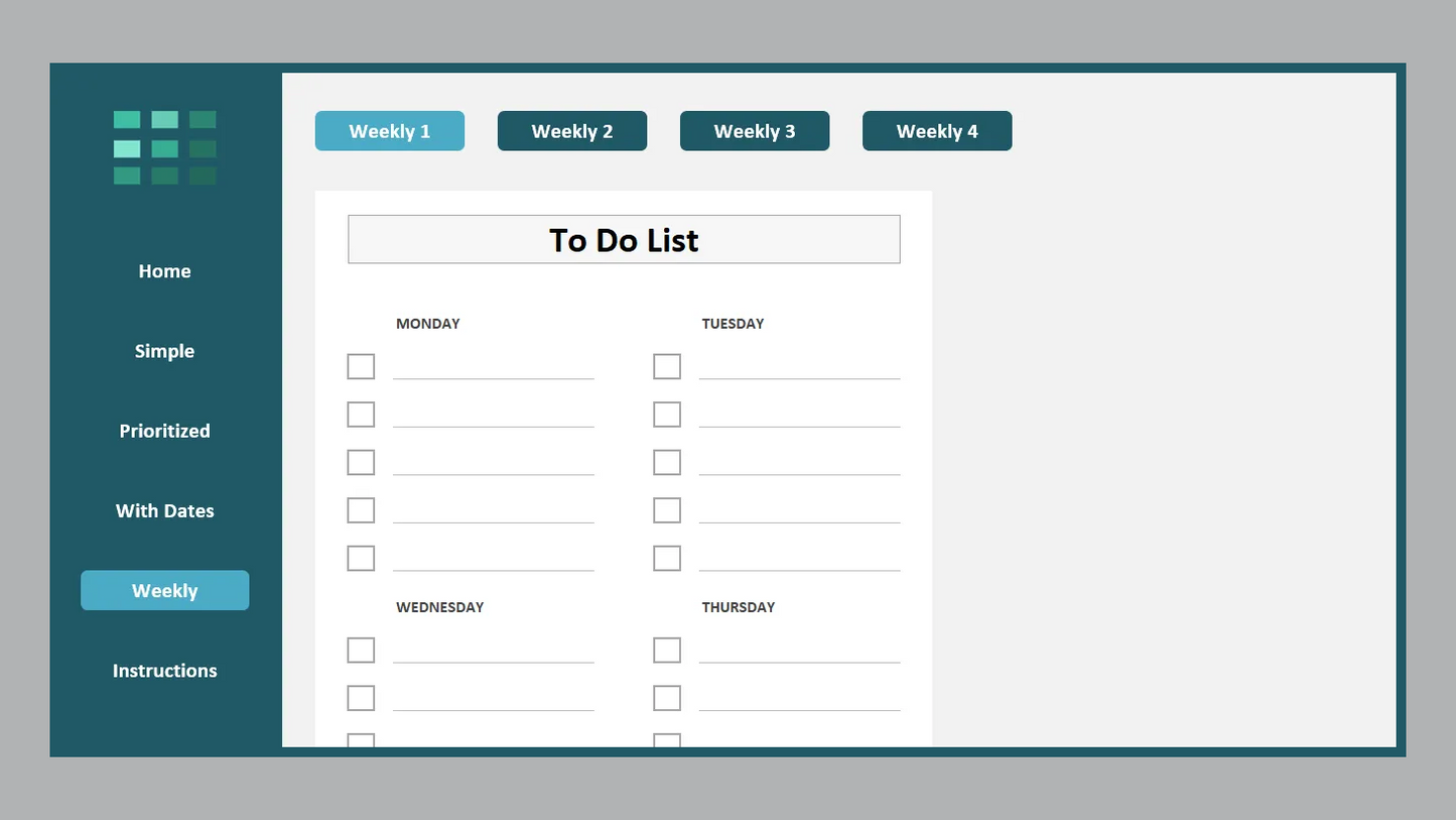 Excel Printable To-Do List