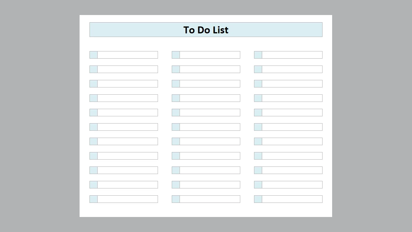 Excel Printable To-Do List