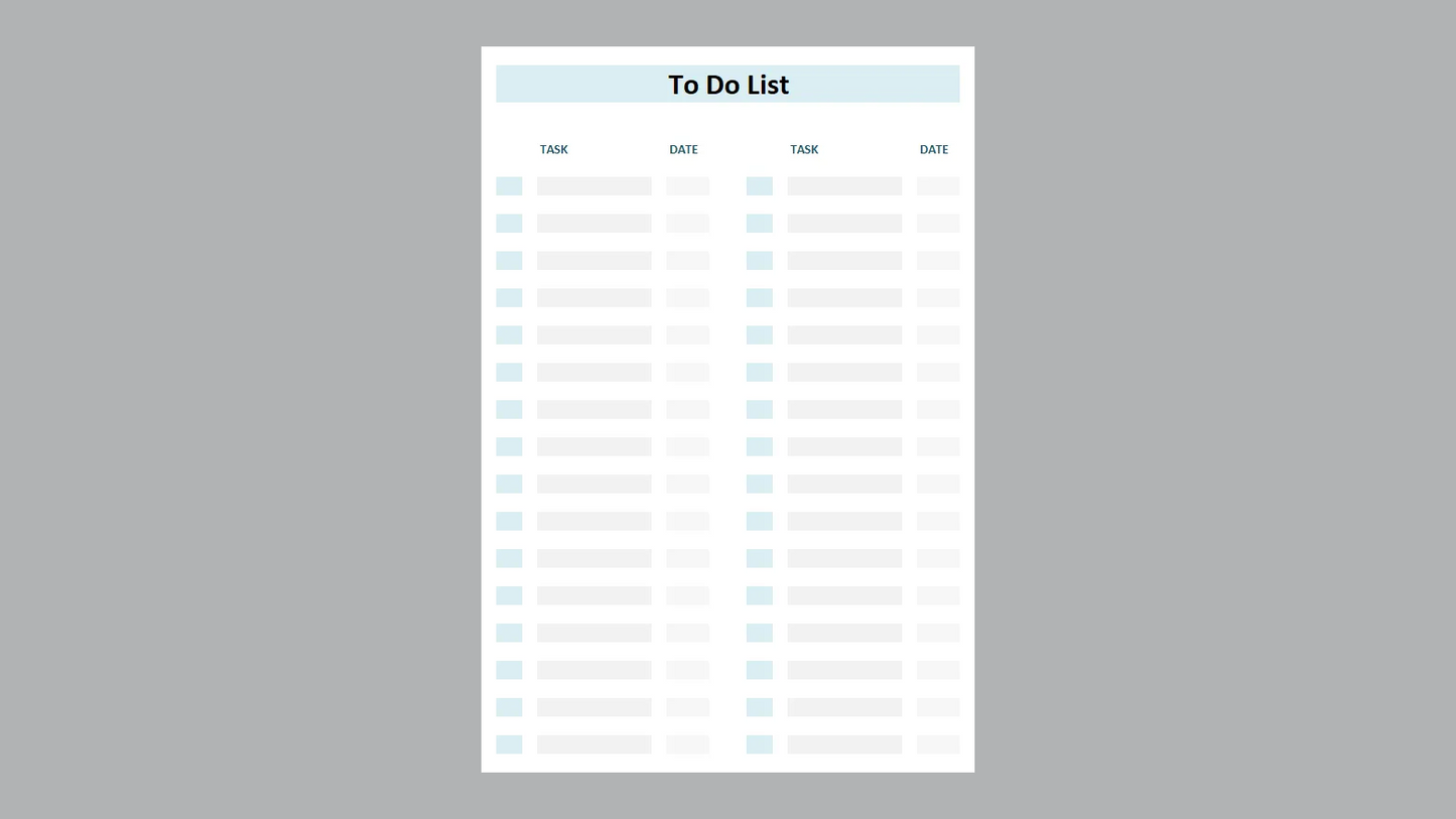 Excel Printable To-Do List