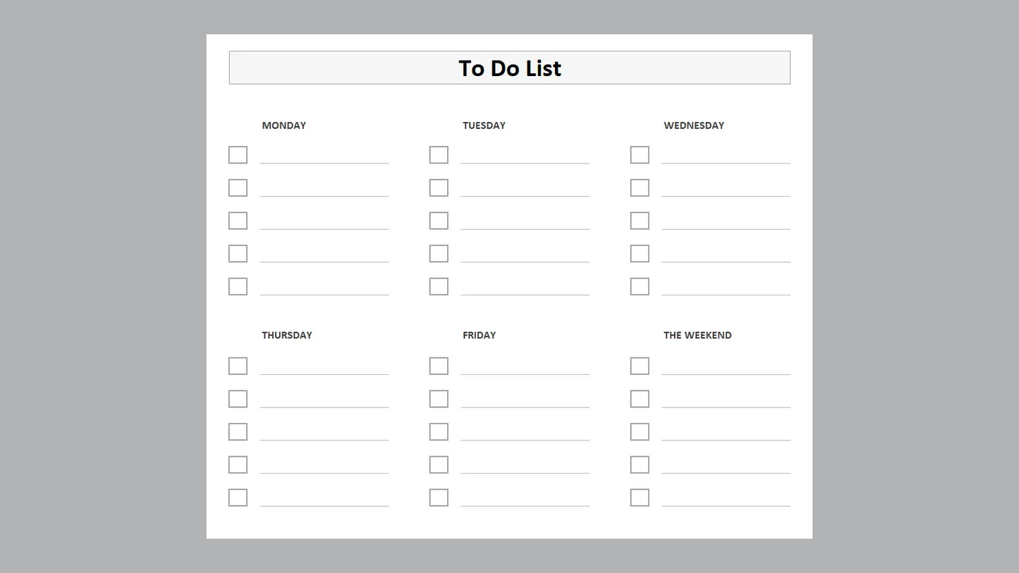 Excel Printable To-Do List