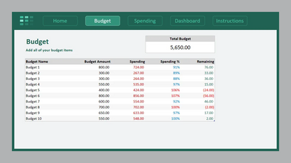 Excel Quick Budget