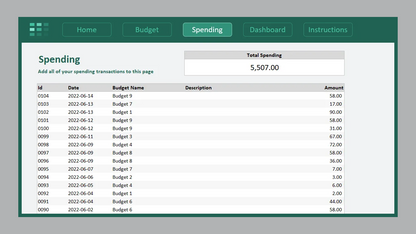 Excel Quick Budget