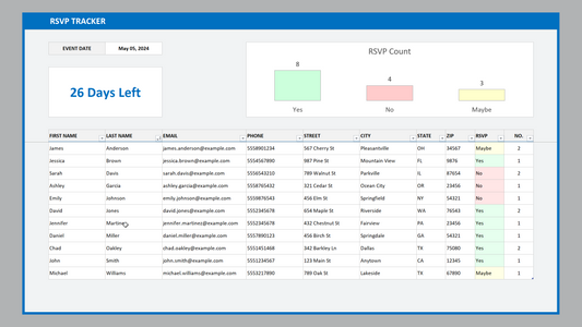 Excel RSVP Tracker