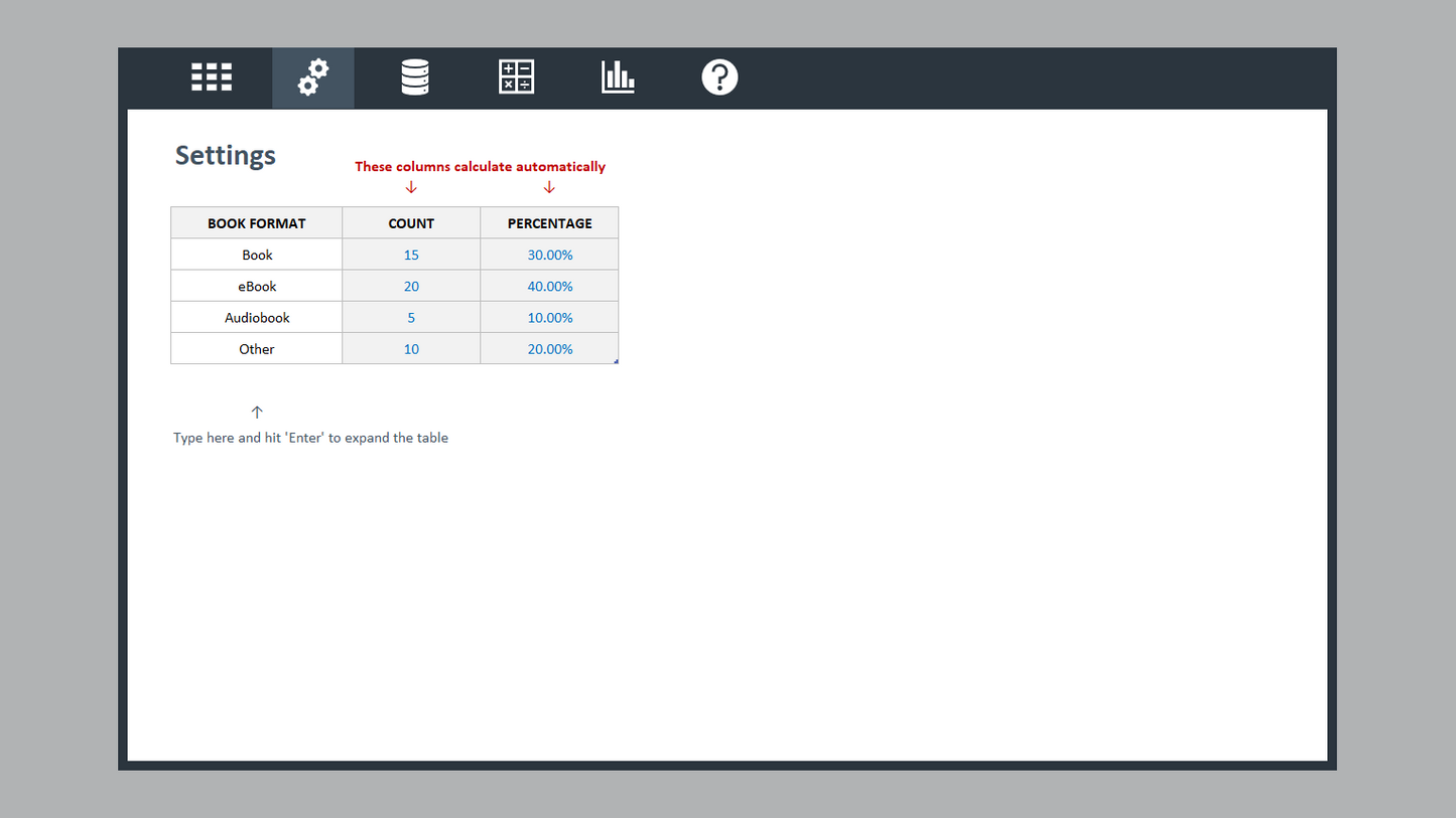 Excel Reading Dashboard