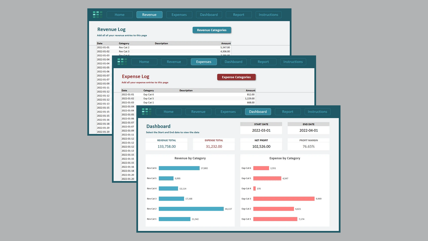 Excel Revenue Expense Log