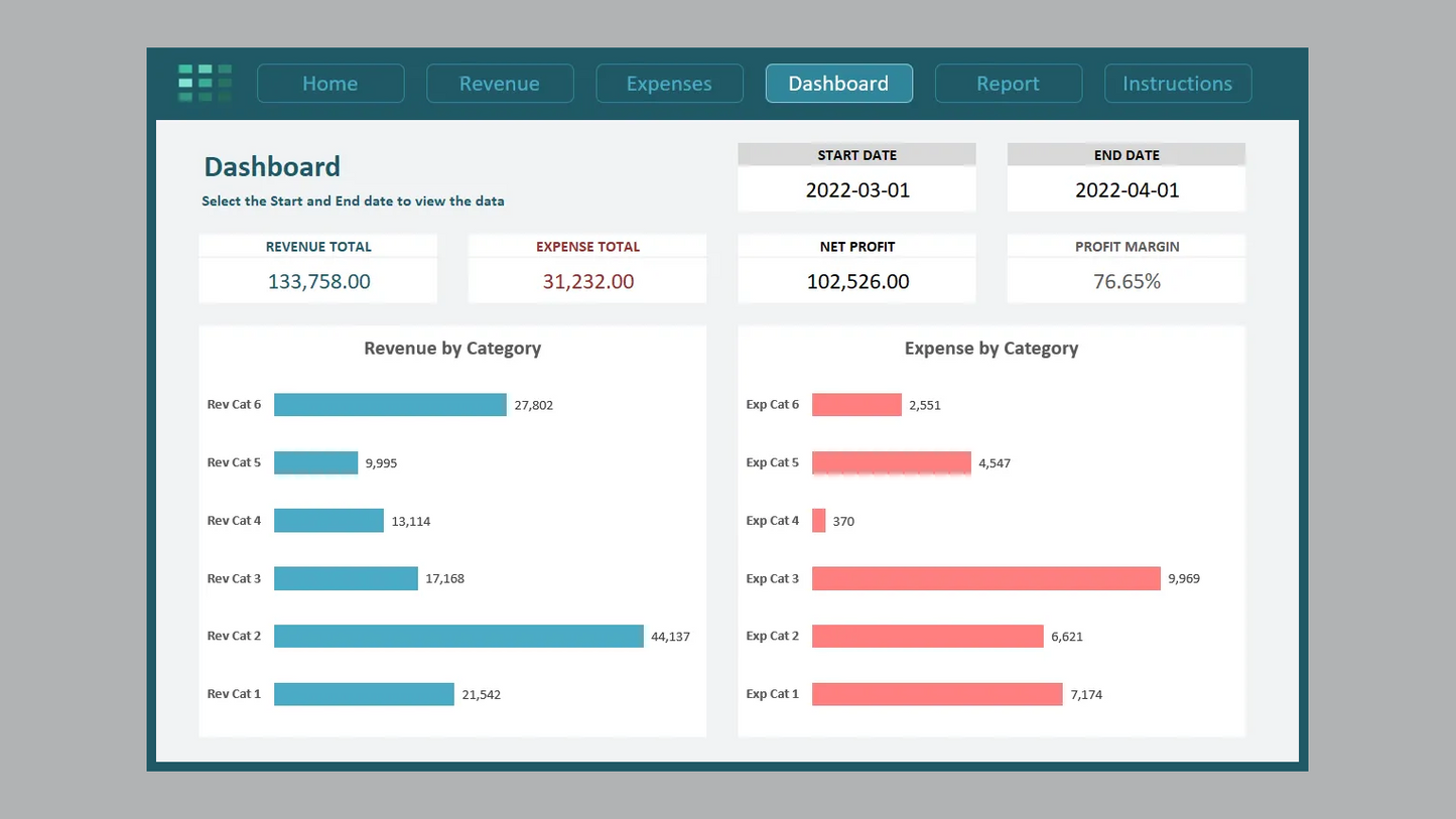 Excel Revenue Expense Log