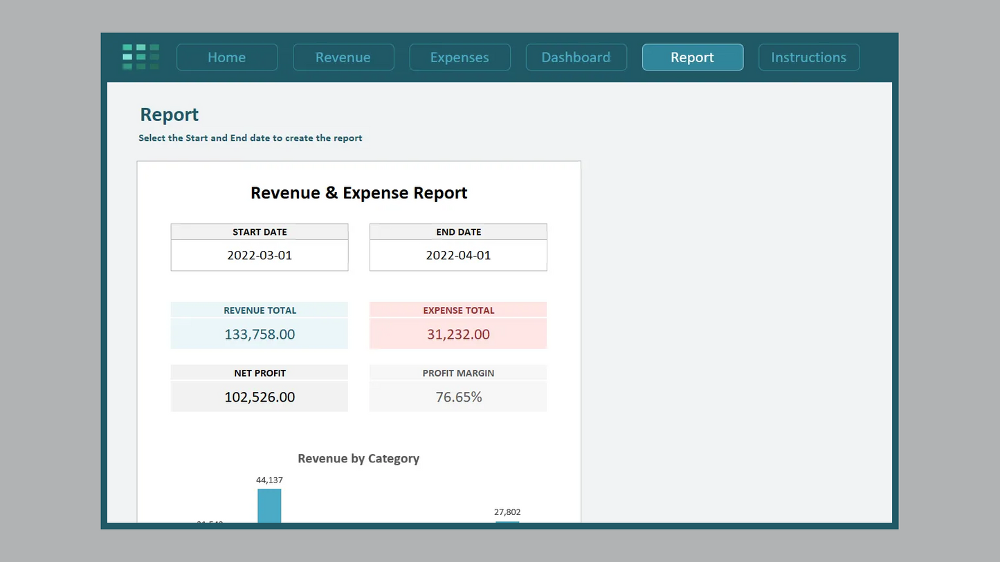 Excel Revenue Expense Log