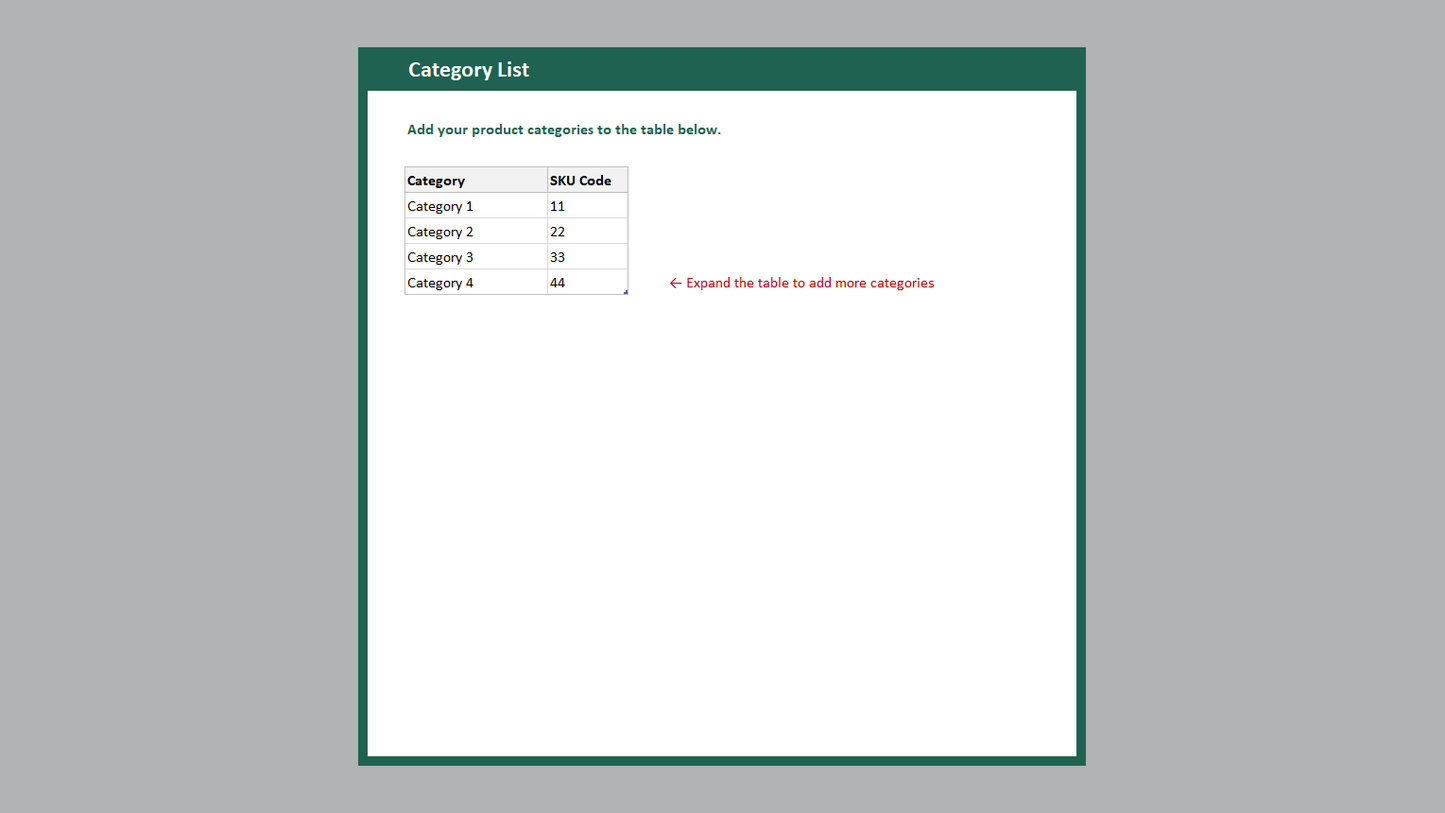 Excel SKU Generator