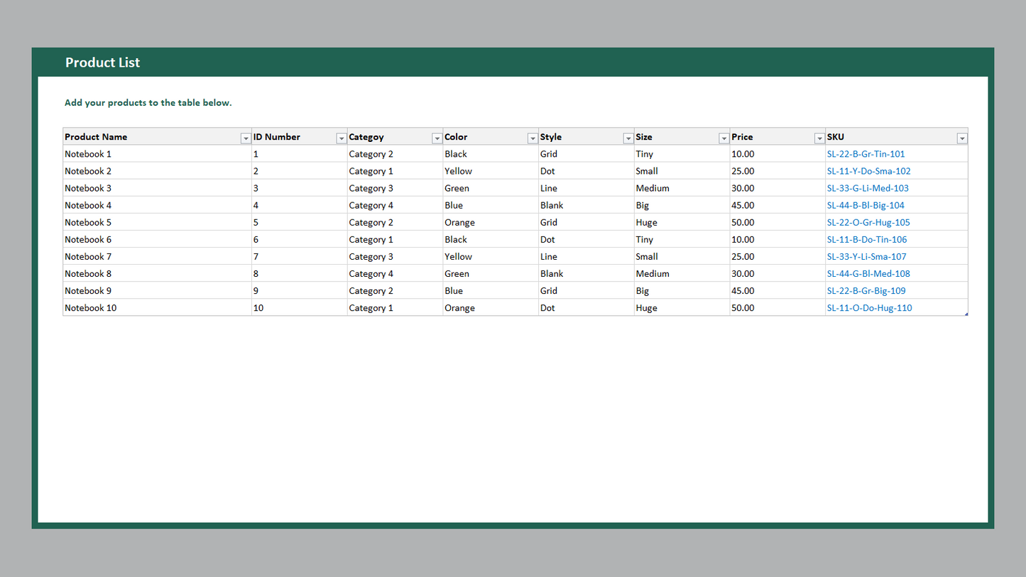 Excel SKU Generator