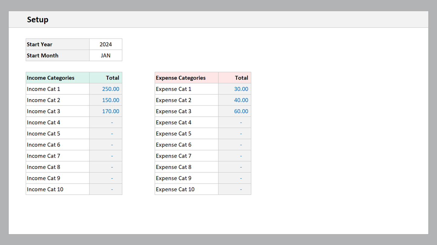 Excel Simple Bookkeeping Template