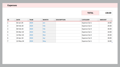 Excel Simple Bookkeeping Template