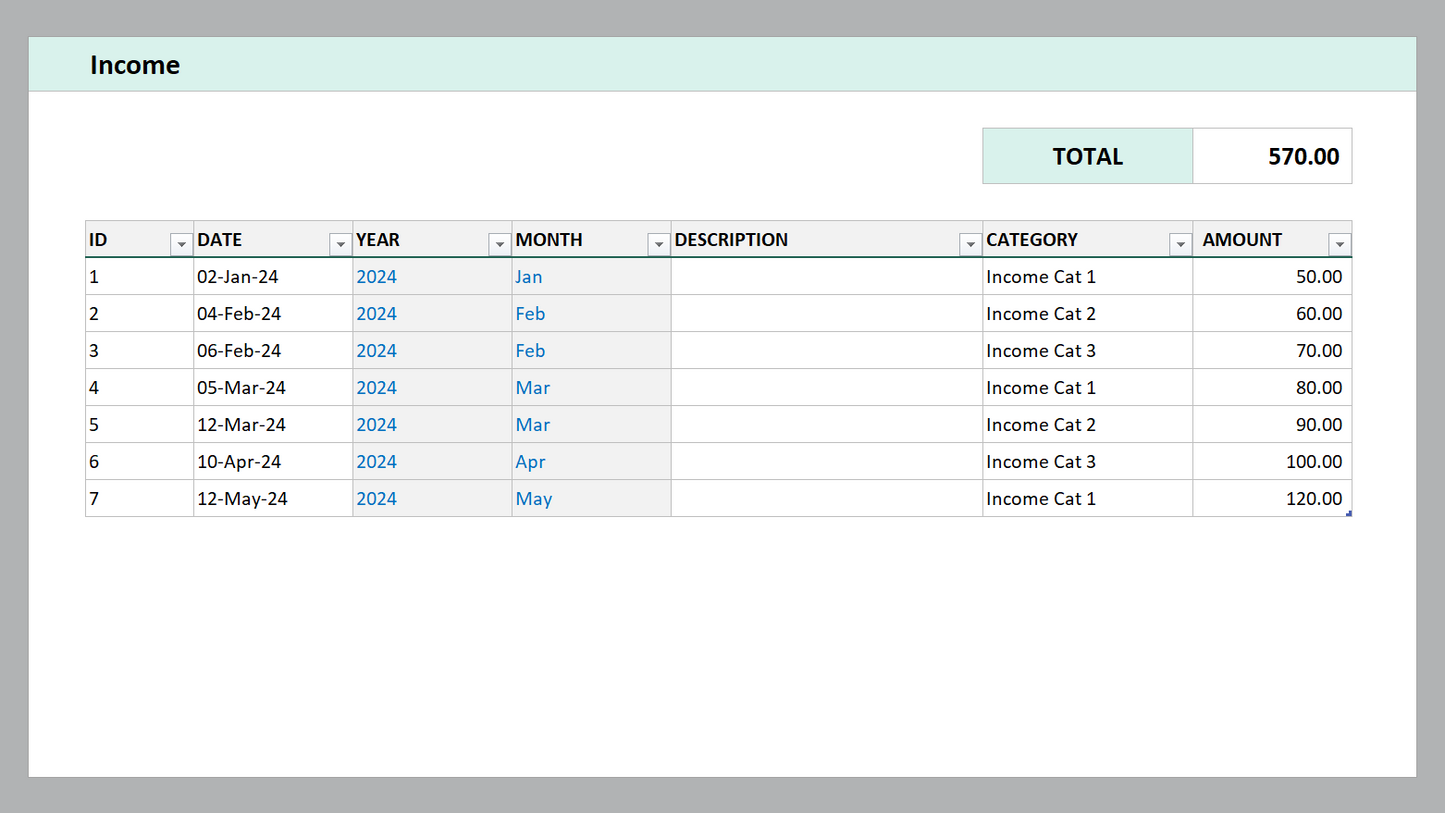 Excel Simple Bookkeeping Template