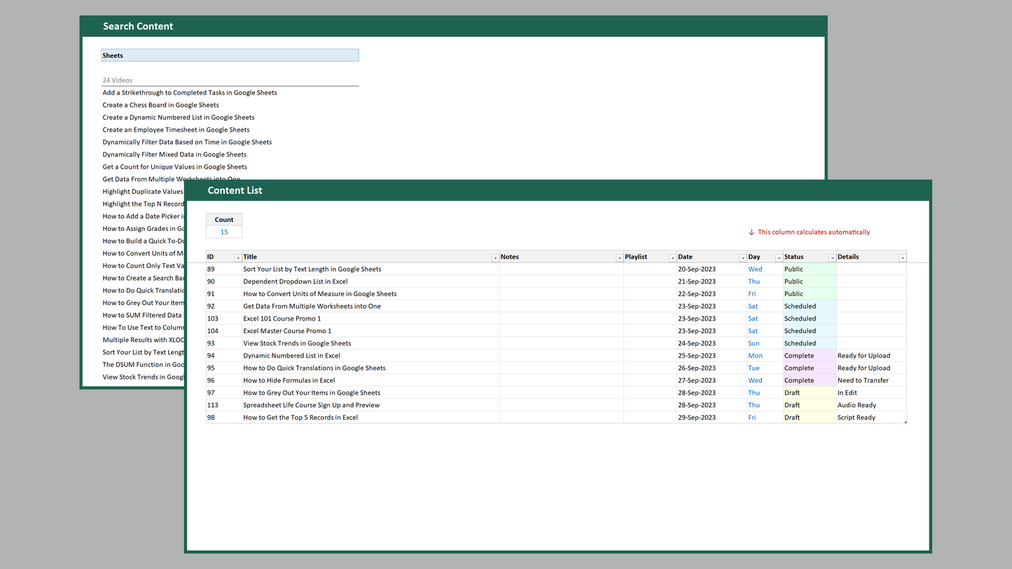 Excel Social Media Tracker