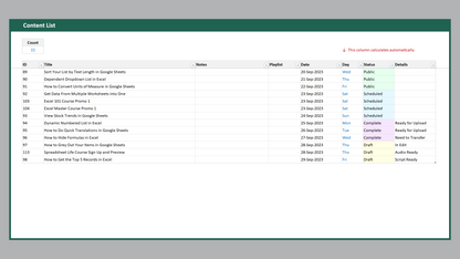 Excel Social Media Tracker