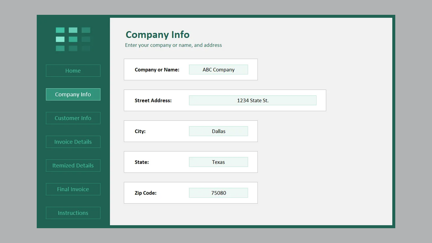 Excel Standard Invoice Template