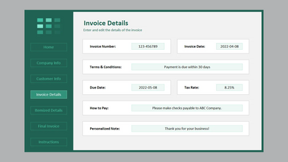 Excel Standard Invoice Template