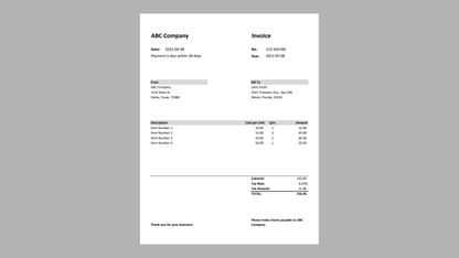 Excel Standard Invoice Template