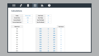 Excel Task Dashboard